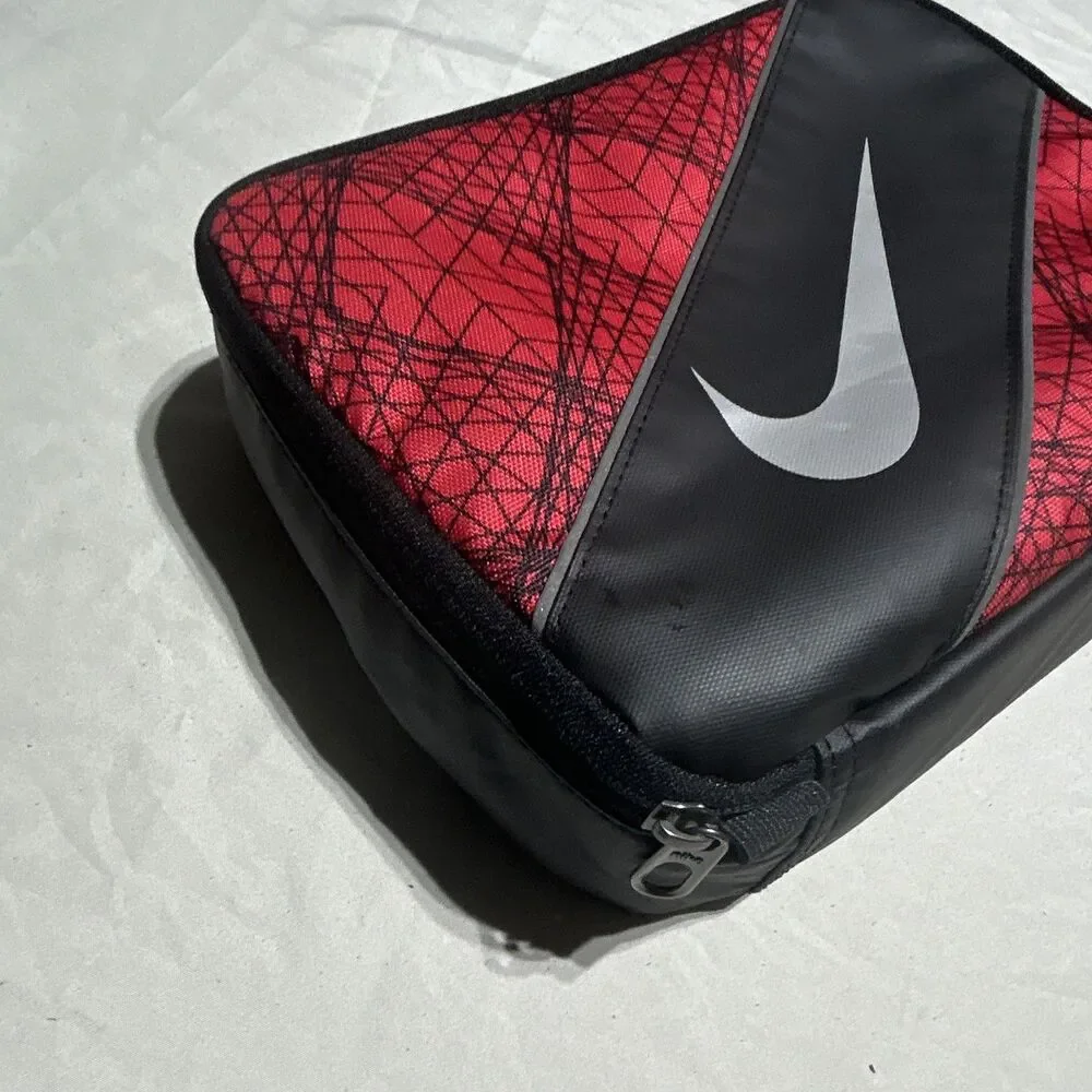 Nike Insulated Lunch Bag Box Red Black Swoosh Graphic Print Cooler Tote
